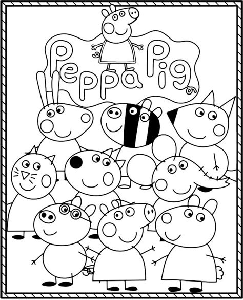 Peppa Pig and friends - Peppa Pig Coloring Pages for Kids