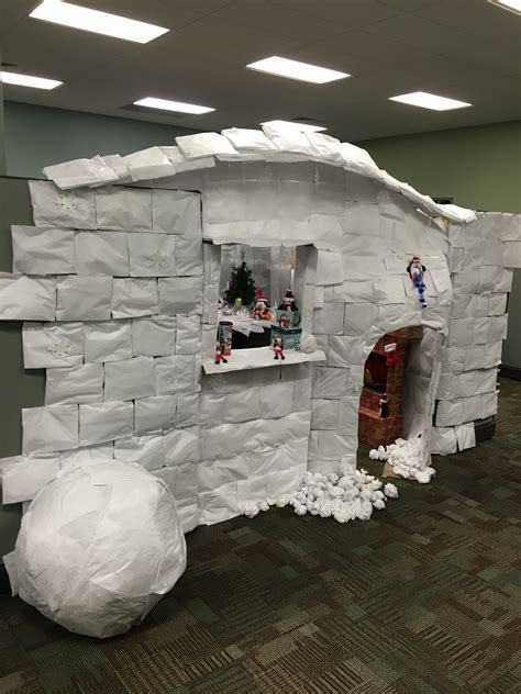 Cubicle Decoration Igloo | Office christmas decorations, Christmas ...