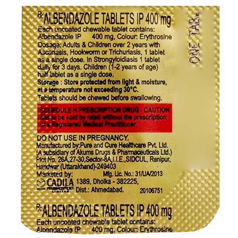 Buy Albendazole 400 mg Tablet Online at Best price in India | Flipkart ...