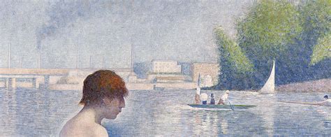 Detail from Bathers at Asnieres Painting by Georges Pierre Seurat ...