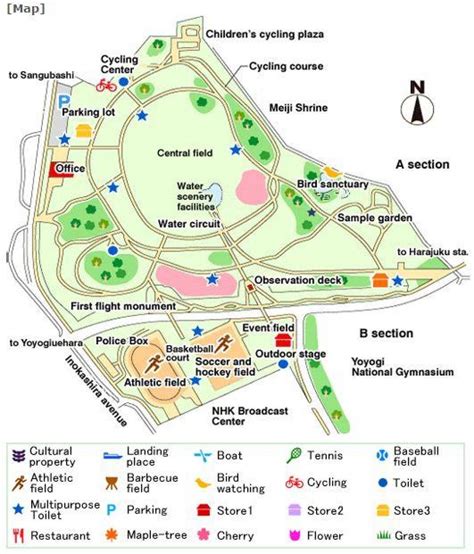 Yoyogi Park map - Map of Yoyogi Park (Kantō - Japan)