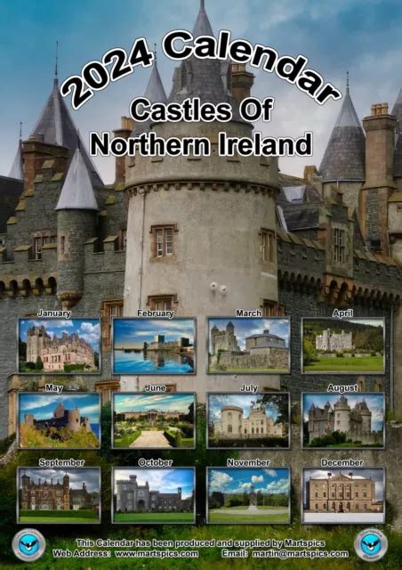 NORTHERN IRELAND CASTLES Calendar 2024 Twelve Month Yearly Calendar £15 ...