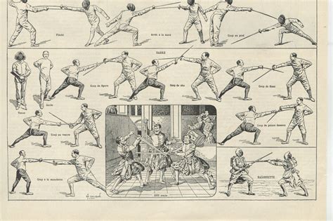 Vintage Fencing Print. Fencing Techniques Original Antique - Etsy