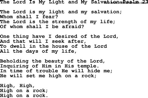 Hymns from the Psalms, Song: The Lord Is My Light And My Salvation ...