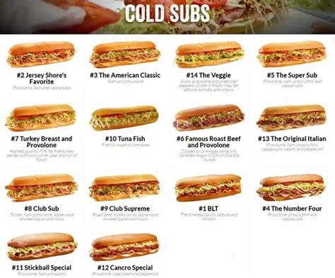 Jersey Mike's Subs Menu, Menu for Jersey Mike's Subs, Anderson Mill ...