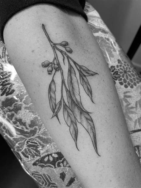 Gum leaves tattoo | Flower tattoo shoulder, Feminine tattoo sleeves ...