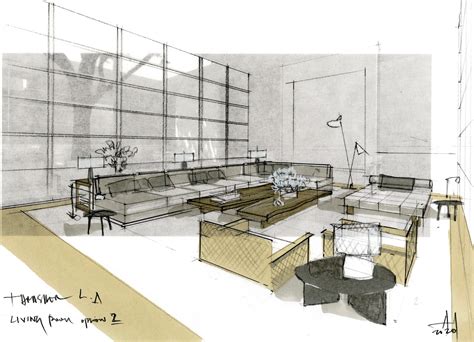 Interior design hand rendering