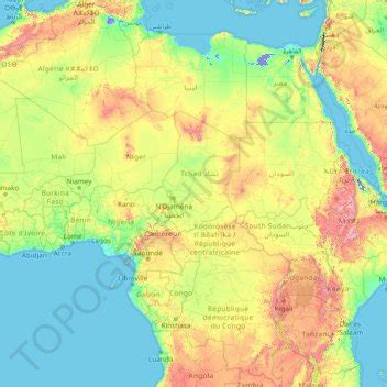 Africa topographic map, elevation, terrain