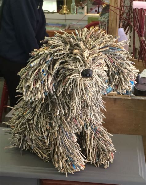 Rolled newspaper dog sculpture | Recycled art projects, Paper mache ...