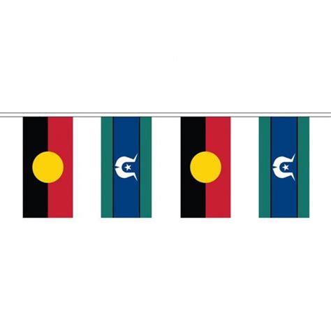 Aboriginal & Torres Strait Islander Flag Bunting 10 meter - Plastic