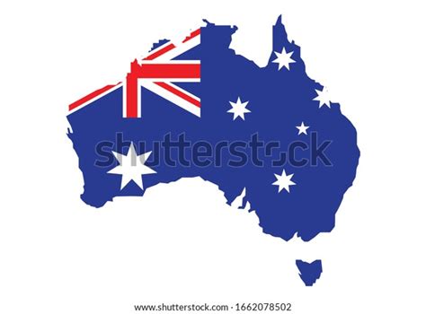 Flag Australia Placed Over Outline Map Stock Vector (Royalty Free ...