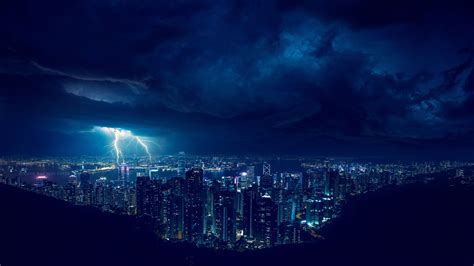 2560x1440 Storm Night Lightning In City 4k 1440P Resolution HD 4k ...