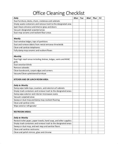 Cleaning Checklist - 21+ Examples, How to Make, in Google Docs, Word ...