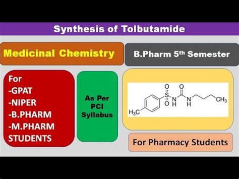 SYNTHESIS OF TOLBUTAMIDE | MEDICINAL CHEMISTRY | GPAT| B.Pharm 5th ...