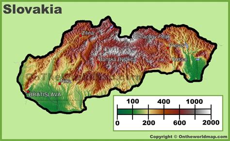 Slovakia physical map - Ontheworldmap.com