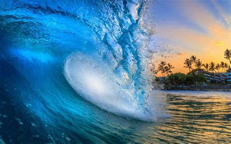 nature, Landscape, Sunrise, Waves, Beach, Hawaii, Building, Palm Trees ...