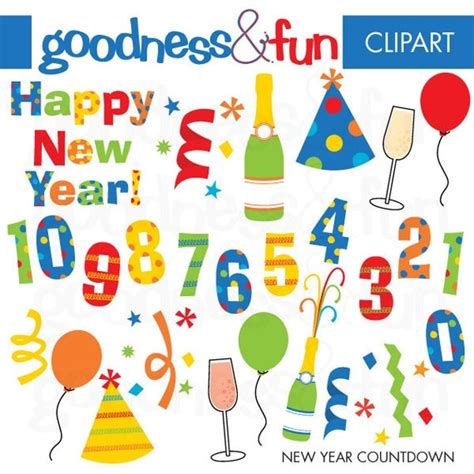 New Year Countdown Clipart Digital New Year by goodnessandfun