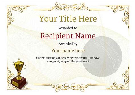 Free Cricket Certificate templates - Add Printable Badges & Medals