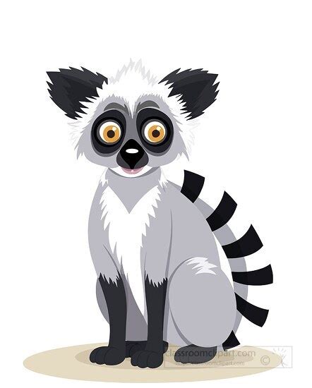 Lemur Clipart-sitting lemur displays distinctive black and white facial ...