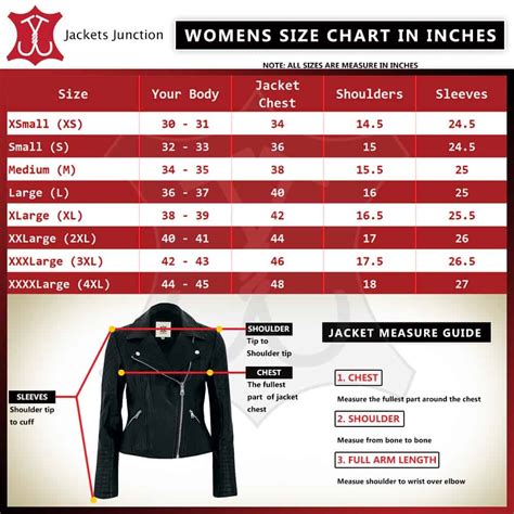 Women Jacket Size Conversion Chart