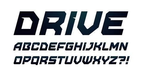 Drive style alphabet. Bold italic font, minimalist type for modern ...