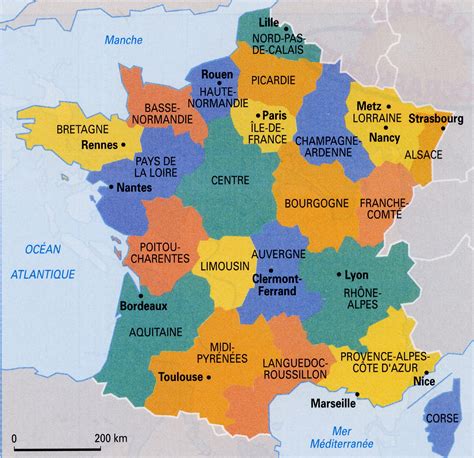 frankreich karte mit regionen Frankreich: regionen, sehenswürdigkeiten