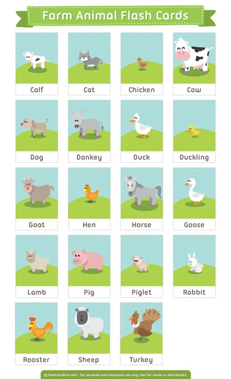 Printable Farm Animal Flash Cards