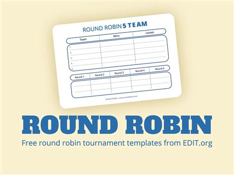 Free Round Robin Tournament Generator