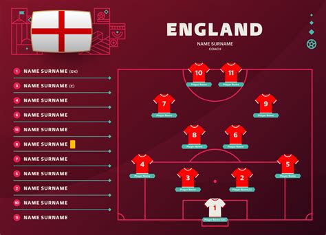 england line-up world Football 2022 tournament final stage vector ...