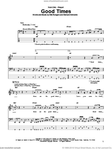 Chic - Good Times sheet music for bass (tablature) (bass guitar) in ...