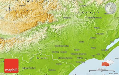 Physical Map of Béziers