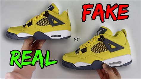 REAL VS FAKE! NIKE JORDAN 4 LIGHTNING TOUR YELLOW COMPARISON! - YouTube