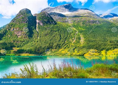 Norway Fjord and Mountains Summer Landscape Stock Image - Image of ...