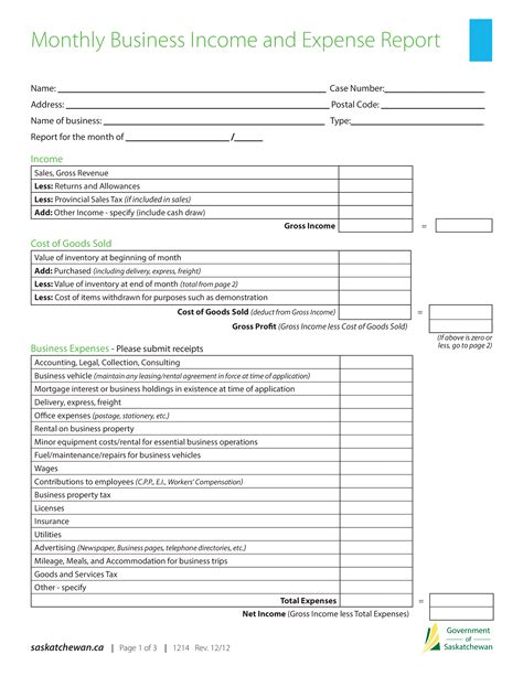 Free Income And Expense Statement Template