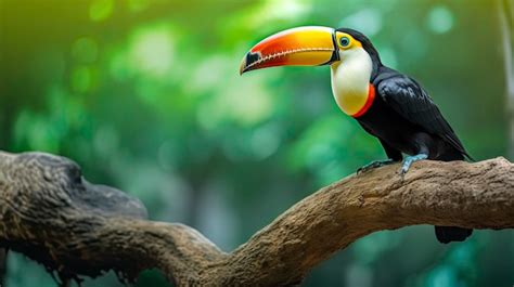 Premium AI Image | Toco toucan sitting on the tree branch with the contra