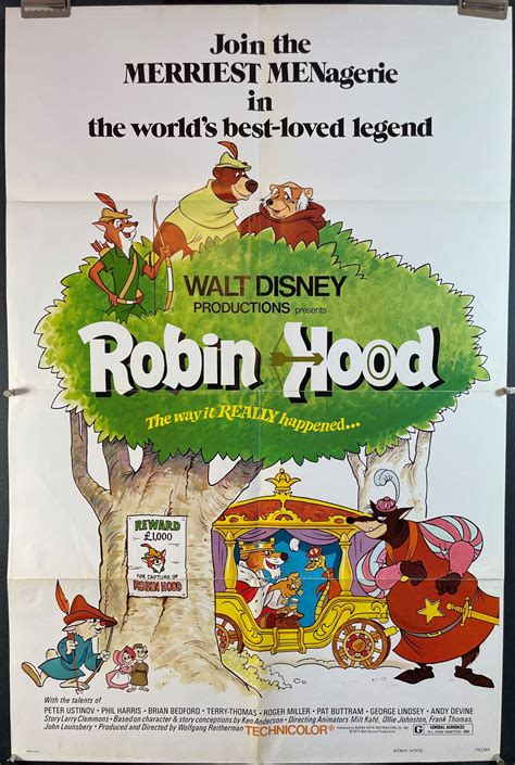 ROBIN HOOD, Original Vintage Rolled Walt Disney Movie Poster - Original ...