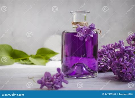 Lilac Extract in a Glass Bottle Cosmetic a Light Background Perfume ...