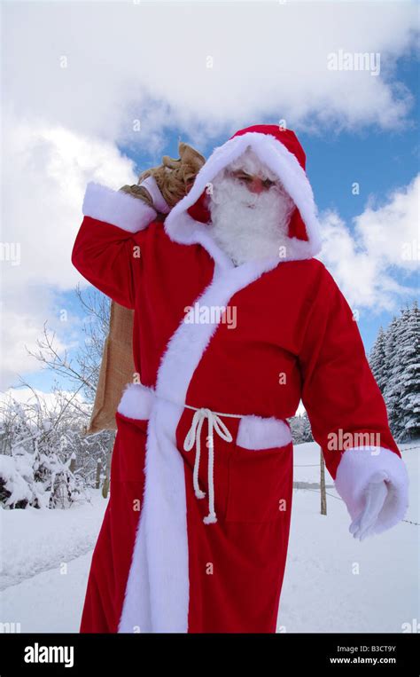 Santa Claus Father Christmas in a beautiful winter landscape Stock ...