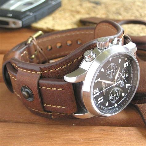 Wristwatch strap vintage style | Leather watch cuff, Mens leather ...