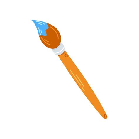 Vector cute paintbrush. Brush in blue paint. Back to school. Painter ...