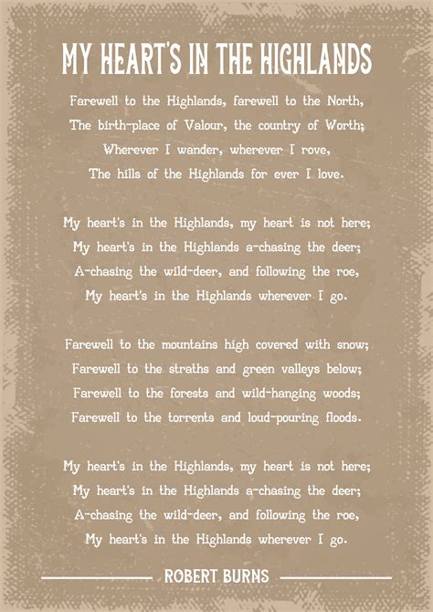 Robert Burns My Heart's in the Highlands Poem Art Print - Etsy UK