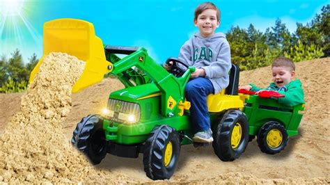 Kids assembled and fixed the tractor John Deere | Toys 2 Boys - YouTube