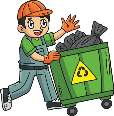 Garbage Man Collecting Bin Cartoon Colored Clipart 26758886 Vector Art ...