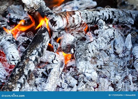 Ash and fire on wood stock photo. Image of burn, barbecue - 172595496