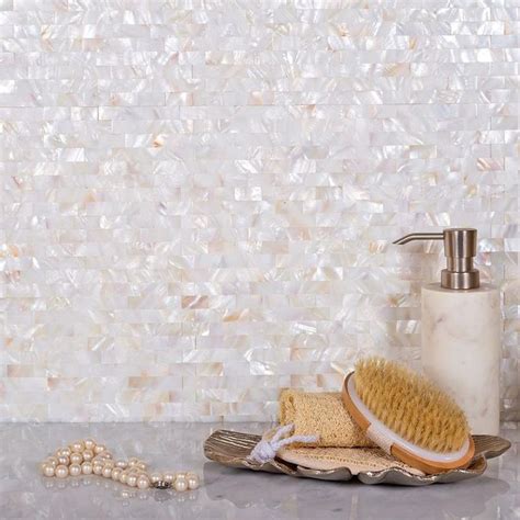 Pure White Mother Of Pearl Brick Mosaic Tile | Pearl tile, Mosaic tiles ...