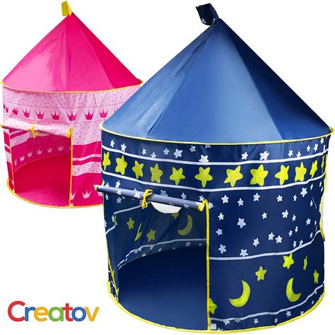 Kids Tent Toy Playhouse, Foldable Castle Tent with Carrying Case, Blue ...