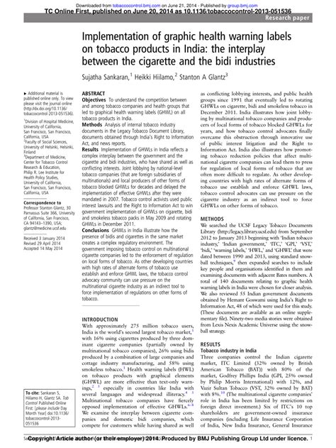 (PDF) Implementation of graphic health warning labels on tobacco ...