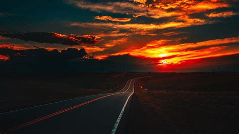 Fire Sunset at Road 4K Wallpaper, HD Nature 4K Wallpapers, Images and ...