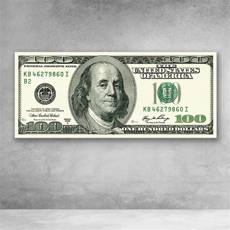 Original Ben Franklin Green $100 Dollar Bill Money Wall Art | Dollar ...