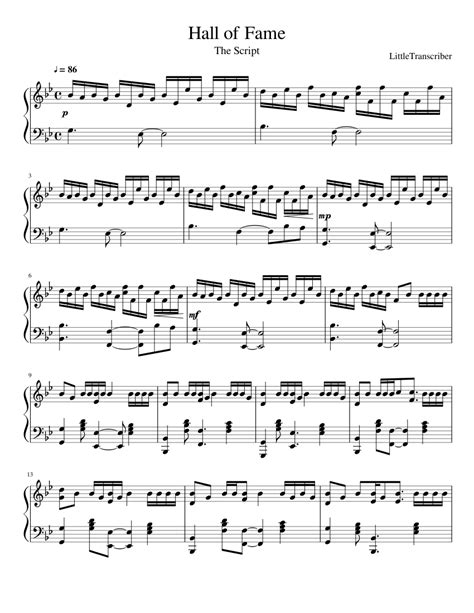 Hall of Fame sheet music for Piano download free in PDF or MIDI